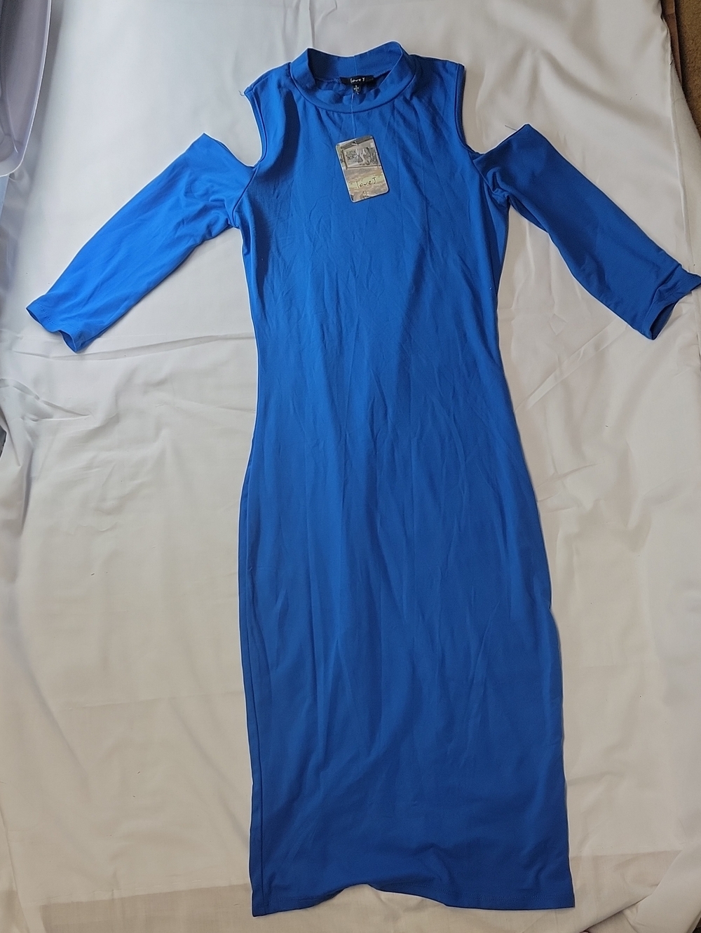 love J Royal Blue Cold-Shoulder Midi Dress S